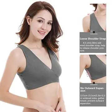 Sunzel Women's Cotton Spandex Seamless Sleep Bra for Nursing and Maternity [2019 Upgraded Version] (XXXL, Dark Gray)