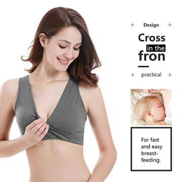 Sunzel Women's Cotton Spandex Seamless Sleep Bra for Nursing and Maternity [2019 Upgraded Version] (XXXL, Dark Gray)