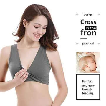 Sunzel Women's Cotton Spandex Seamless Sleep Bra for Nursing and Maternity [2019 Upgraded Version] (XXXL, Dark Gray)