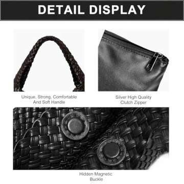 Woven Bag Purses and Handbags Woven Vegan Leather Bag For Women Woven Tote Bag Shoulder Bag Top-Handle Bag With Purses