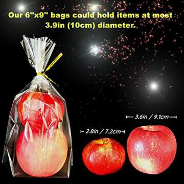 PigPotParty 6"x 9", 100Pcs Bottom Gusset Bags, Clear Plastic Cellophane Treat Goodie Bags with Ties for Party Favor, Candy, Cookie, Popcorn, Small Gift Wrapping (No Side Gusset)
