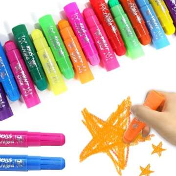 TBC The Best Crafts Paint Sticks, 24 Colors Mixed pack, Washable Paint, Non-toxic, Tempera Paint Sticks for Kids and Students
