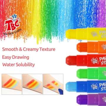 TBC The Best Crafts Paint Sticks, 24 Colors Mixed pack, Washable Paint, Non-toxic, Tempera Paint Sticks for Kids and Students