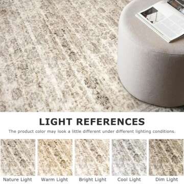 SIILOOM 2x6 Beige Yellow Washable Runner Rug for Hallways, Soft Neutral Vintage Kitchen Rugs with Non-Slip, Non-Shedding Distressed Floral Rug for Bedroom Kitchen Porch Laundry Entryway