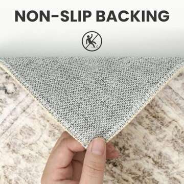 SIILOOM 2x6 Beige Yellow Washable Runner Rug for Hallways, Soft Neutral Vintage Kitchen Rugs with Non-Slip, Non-Shedding Distressed Floral Rug for Bedroom Kitchen Porch Laundry Entryway