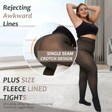UISLII Plus Size Fleece Lined Tights for Women