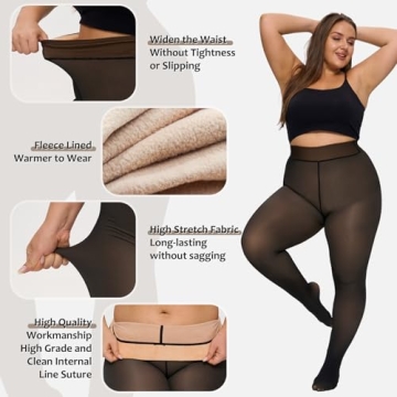 UISLII Plus Size Fleece Lined Tights for Women