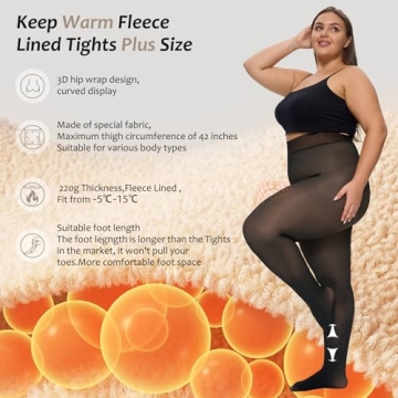 UISLII Plus Size Fleece Lined Tights for Women