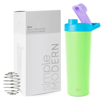 Simple Modern Stainless Steel Shaker Bottle with Ball 24oz | Metal Insulated Cup for Protein Mixes, ...