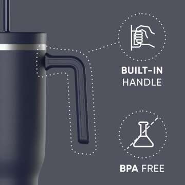 Hydrapeak Voyager 40 Oz Stainless Steel Tumbler with Handle, Insulated Water Bottle With Straw & Lid...