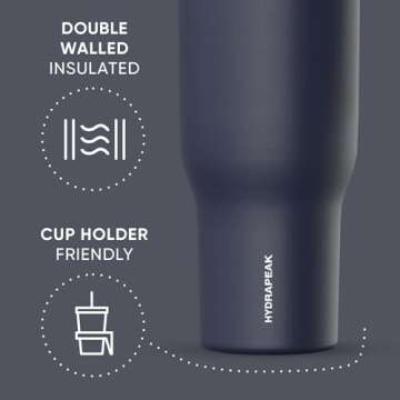 Hydrapeak 40 Oz Insulated Tumbler with Straw and Handle