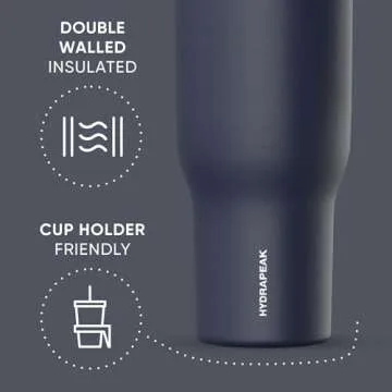 Hydrapeak 40 Oz Insulated Tumbler with Straw and Handle