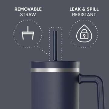 Hydrapeak 40 Oz Insulated Tumbler with Straw and Handle