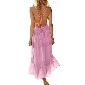 Wenrine Women's Flowy Summer Maxi Dress with Pockets