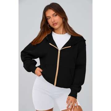 PRETTYGARDEN Women's Zip Up Hoodie Sweatshirt Y2K Fall Fashion Clothes Long Sleeve Loose Fit Pockets Casual Trendy Jacket (Black,Medium)