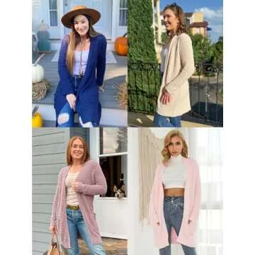 GRACE KARIN Womens Cardigans Long Soft Chunky Knit Cardigan Sweater Coat Pink Fuzzy Cardigan with Pocket Light Pink S