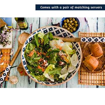 Mango Wood Salad Bowl Set with Tongs for Stylish Serving