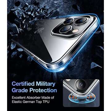 TORRAS Crystal Clear for iPhone 14 Pro Case, Ultra-Thin [Non-Yellowing] [Military Protection] Slim Fit Silicone TPU Cover for iPhone 14 Pro Phone Case, Soft, Clear, 6.1 inch