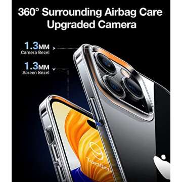TORRAS Crystal Clear for iPhone 14 Pro Case, Ultra-Thin [Non-Yellowing] [Military Protection] Slim Fit Silicone TPU Cover for iPhone 14 Pro Phone Case, Soft, Clear, 6.1 inch