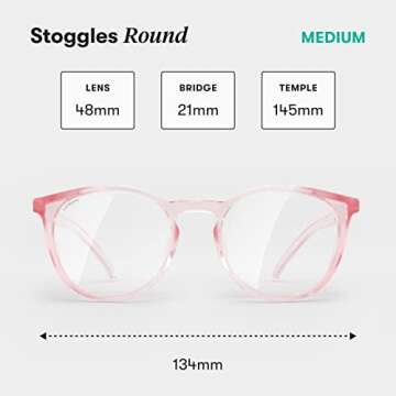 Stoggles Round Z87.1 Certified Polycarbonate Safety Glasses, Scratch & Shatter-Proof, Blue-Light & U...