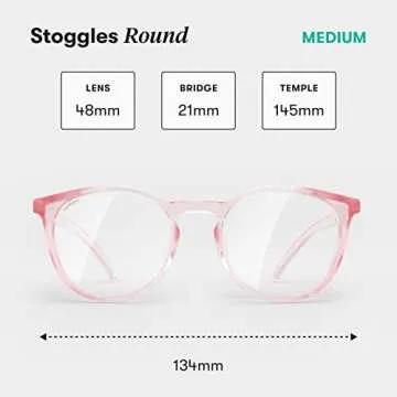 Stoggles Round Z87.1 Certified Polycarbonate Safety Glasses, Scratch & Shatter-Proof, Blue-Light & U...