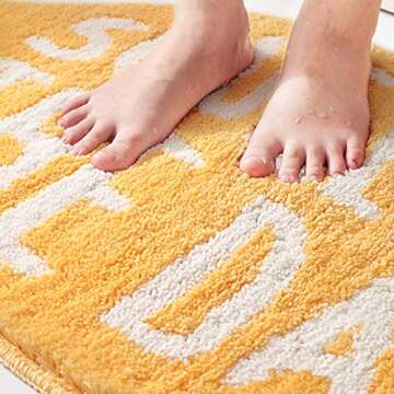 Fancy Soft Yellow Lemon Shape Bath Rug for Kids Fruit Pattern Non Slip Bathroom Carpet Rugs Absorbent Bath Mat