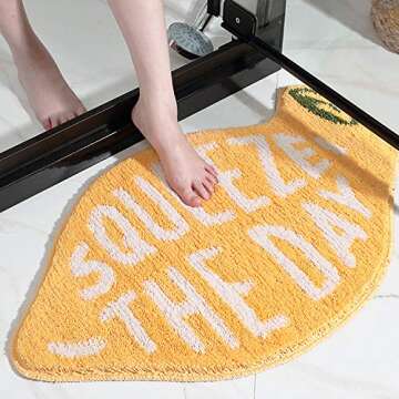 Fancy Soft Yellow Lemon Shape Bath Rug for Kids Fruit Pattern Non Slip Bathroom Carpet Rugs Absorbent Bath Mat