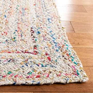SAFAVIEH Braided Collection Accent Rug - 3' x 5', Ivory & Multi, Handmade Boho Reversible Cotton, Ideal for High Traffic Areas in Entryway, Living Room, Bedroom (BRD210B)