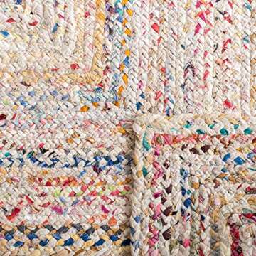 SAFAVIEH Braided Collection Accent Rug - 3' x 5', Ivory & Multi, Handmade Boho Reversible Cotton, Ideal for High Traffic Areas in Entryway, Living Room, Bedroom (BRD210B)