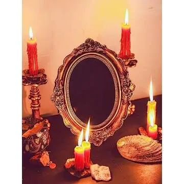 Nosadi Black Scrying Mirror Witchcraft Mirror Scrying Tools Altar Kit Supplies Divination Decorative Mirror Oval Antique Dark Gold 8.3" W x 10" L