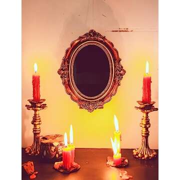 Nosadi Black Scrying Mirror Witchcraft Mirror Scrying Tools Altar Kit Supplies Divination Decorative Mirror Oval Antique Dark Gold 8.3" W x 10" L