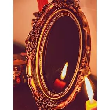 Nosadi Black Scrying Mirror Witchcraft Mirror Scrying Tools Altar Kit Supplies Divination Decorative Mirror Oval Antique Dark Gold 8.3" W x 10" L