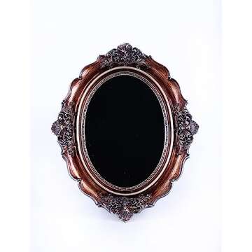 Nosadi Black Scrying Mirror Witchcraft Mirror Scrying Tools Altar Kit Supplies Divination Decorative Mirror Oval Antique Dark Gold 8.3" W x 10" L