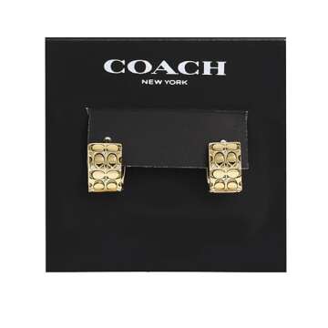 Coach Women's Gold Quilted Huggie Earrings - Elegant Style