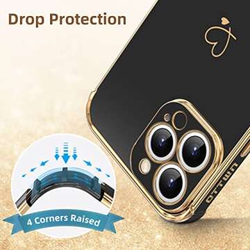 ottwn Designed for iPhone 13 pro Case for Women Girl, Full Camera Lens Protection Cute Case for iPhone 13 pro Only (6.1inch), Raised Corners Drop Protection, Soft TPU Shockproof Anti-Scratch, Black