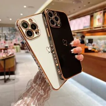 ottwn Designed for iPhone 13 pro Case for Women Girl, Full Camera Lens Protection Cute Case for iPhone 13 pro Only (6.1inch), Raised Corners Drop Protection, Soft TPU Shockproof Anti-Scratch, Black