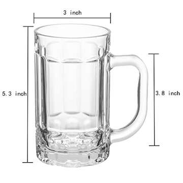 TUSAPAM 2 Pack Heavy Beer Mugs, Large Beer Glasses with Handle, 14 Ounce Glass Steins, Classic Beer ...