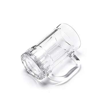 TUSAPAM 2 Pack Heavy Beer Mugs, Large Beer Glasses with Handle, 14 Ounce Glass Steins, Classic Beer Mug glasses Set