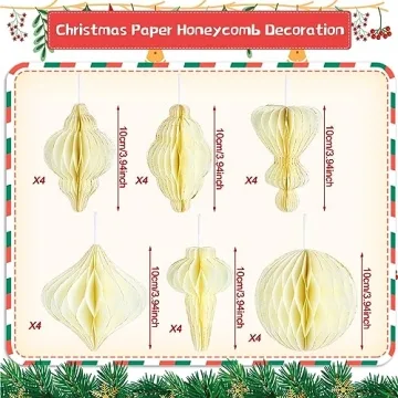 Nezyo Christmas Honeycomb Balls 12 Pcs for Holiday Decor