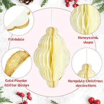 Nezyo Christmas Honeycomb Balls 12 Pcs for Holiday Decor