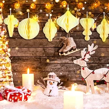 Nezyo Christmas Honeycomb Balls 12 Pcs for Holiday Decor