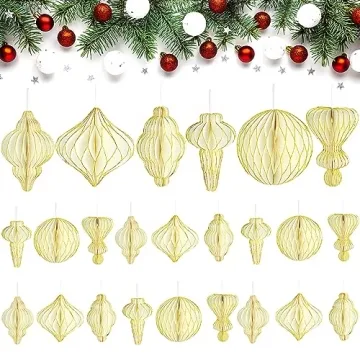 Nezyo Christmas Honeycomb Balls 12 Pcs for Holiday Decor