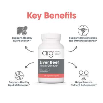 Allergy Research Group Beef Liver Supplement - Liver Function Support, Grass-fed Beef Liver Capsules 1000mg, Glandular Beef Liver Vitamins - 125 Count