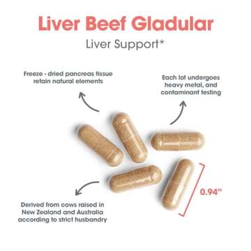Allergy Research Group Beef Liver Supplement - Liver Function Support, Grass-fed Beef Liver Capsules 1000mg, Glandular Beef Liver Vitamins - 125 Count
