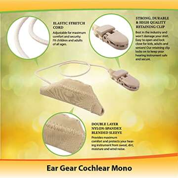 Ear Gear Cochlear Mono – Protect Implants from Dirt, Sweat, Moisture, Loss, Wind – Fits Most Coc...