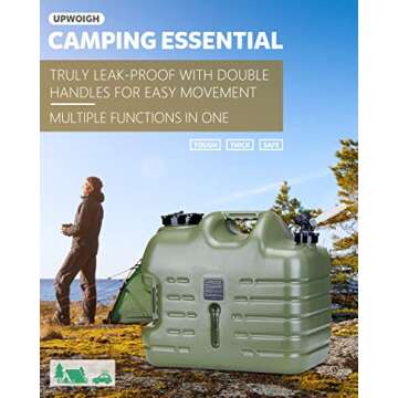 UPWOIGH Camping Water Container, 6.6 Gallon Big Water Jug(25L), Truly No Leakage Water Storage, Military Green Water Tank,BPA Free Overlanding Gear
