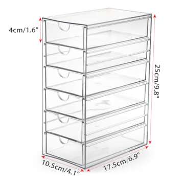 Hipiwe Plastic Drawer Organizer Clear Desktop Drawers Box with 5 Pull Out Drawer Compact Storage Drawer for Cabinet Vanity Bathroom Bedroom Pantry Shelf Office or Closet Organization