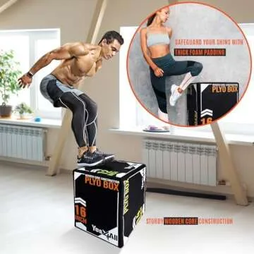 Yes4All 3 in 1 Soft Plyo Box Wooden Core, Foam Plyometric Box for Exercise, Plyometric Training, Available in 4 Sizes