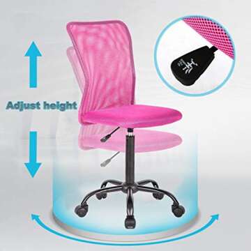 Ergonomic Office Chair Cheap Desk Chair Mesh Computer Chair with Lumbar Support No Arms Swivel Rolling Executive Chair for Back Pain,Pink 2 Pack