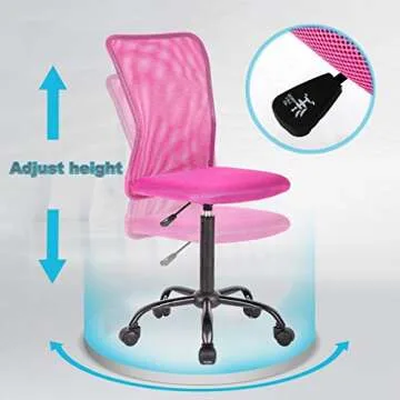 Ergonomic Mesh Office Chair with Lumbar Support - Pink